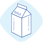 Milk carton illustration on blue background