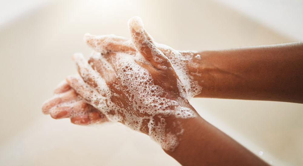 Hands washing thoroughly with soap