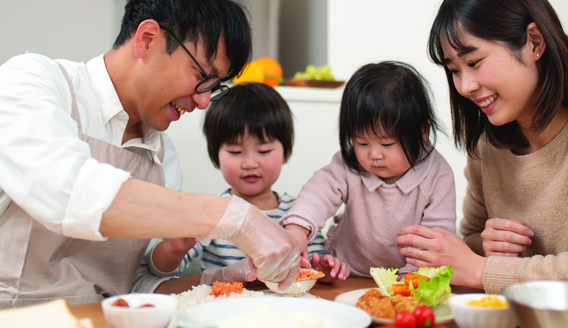 family having lunch