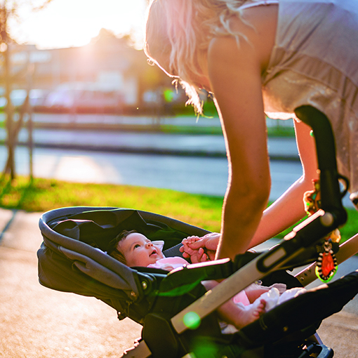 mom baby walking