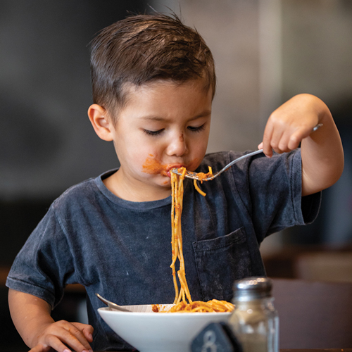 Boy Eating Spaghetti