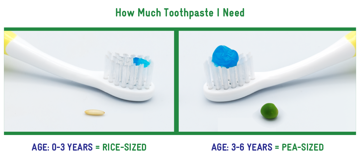 Recommended amount of toothpaste to use on a toothbrush