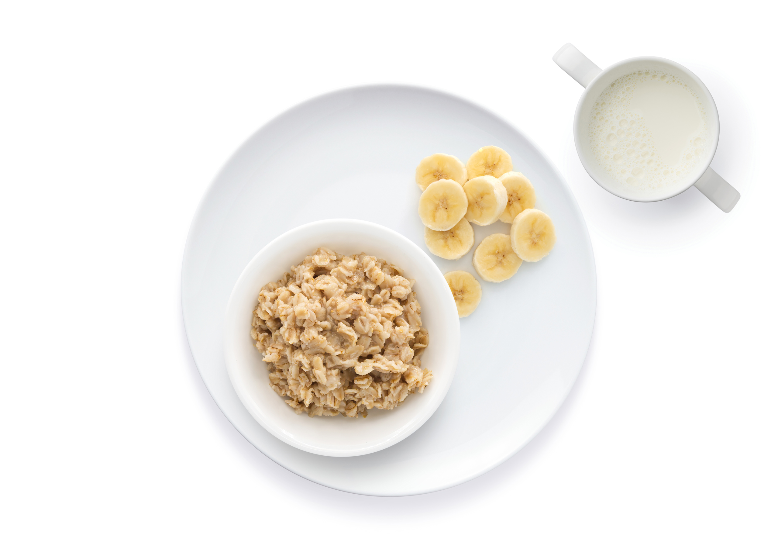 Bowl of oatmeal with banana slices