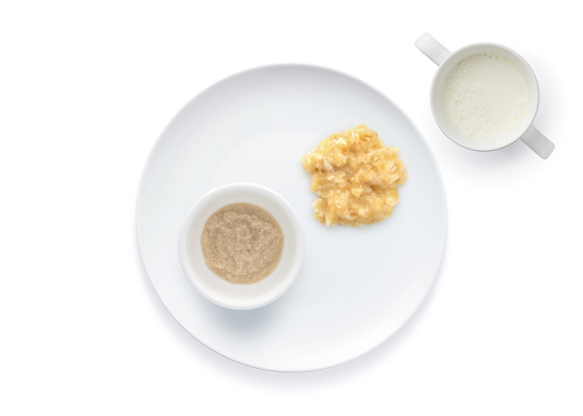 Mashed banana and oatmeal on a plate