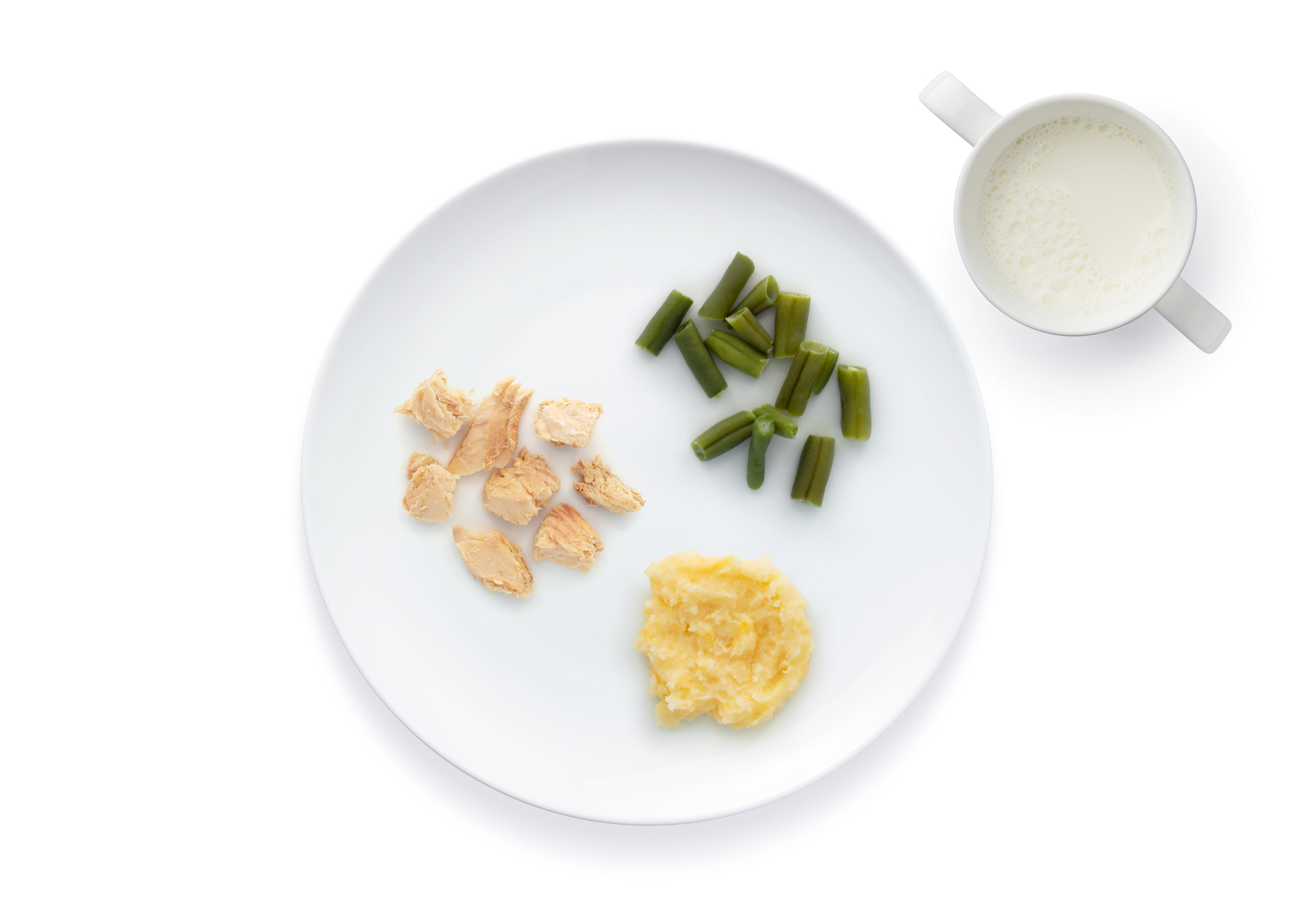 Chicken, green beans, and mashed potatoes