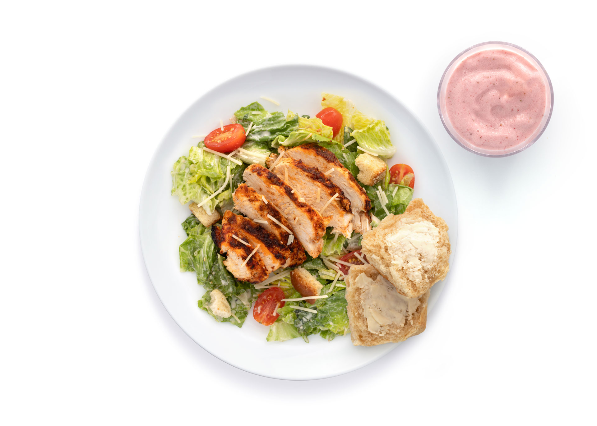 Grilled chicken salad with bread