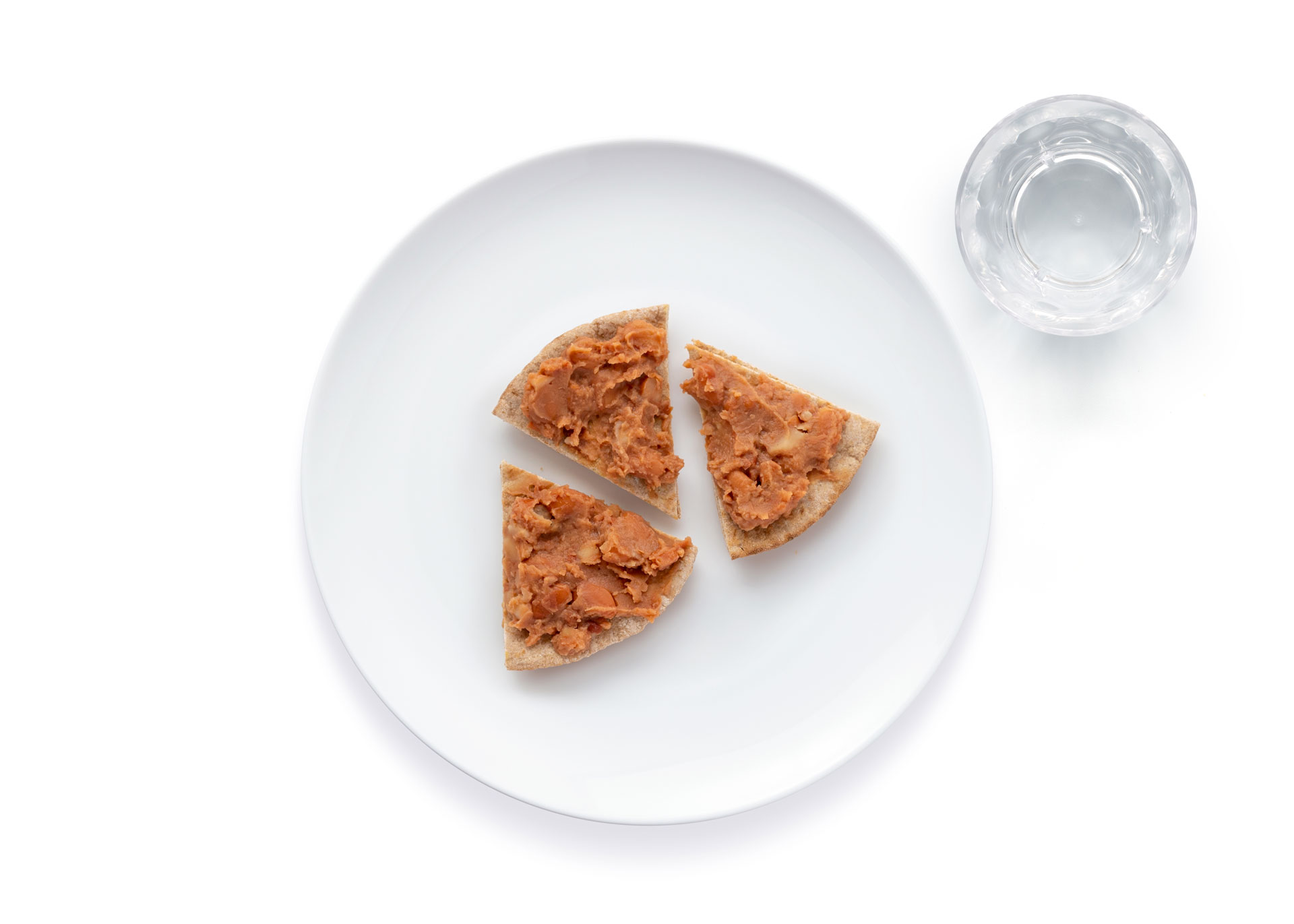 Peanut butter toast with water