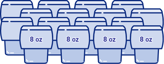 Sixteen 8-ounce baby food jars equal 128 ounces